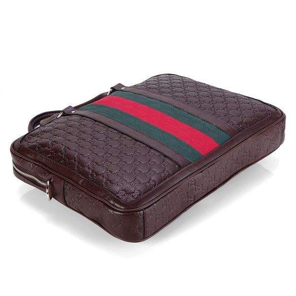1:1 Gucci 246067 Men's Briefcase Bag-Coffee Guccissima Leather